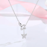 925 Silver Diamond Butterfly Tassel Necklace Hollow Clavicle Chain