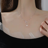 925 Silver Diamond Butterfly Tassel Necklace Hollow Clavicle Chain