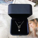 925 Silver Diamond Butterfly Tassel Necklace Hollow Clavicle Chain