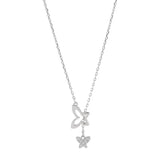 925 Silver Diamond Butterfly Tassel Necklace Hollow Clavicle Chain