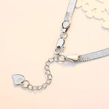 925 Silver Flat Snake Link Chain Bracelet Lobster Clasp Adjustable S-B166