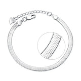925 Silver Flat Snake Link Chain Bracelet Lobster Clasp Adjustable S-B166