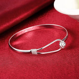 925 Silver Flower Bangle Bracelet for Women by PABEYN Jewelry