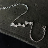 925 Silver Flower Bracelet Women Charm Link Chain Bangle Birthday Gift