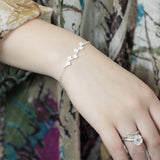 925 Silver Flower Bracelet Women Charm Link Chain Bangle Birthday Gift