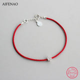 925 Silver Red Line Rope Charm Bracelet for Women