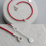 925 Silver Red Line Rope Charm Bracelet for Women
