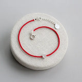 925 Silver Red Line Rope Charm Bracelet for Women