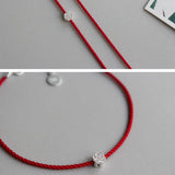 925 Silver Red Line Rope Charm Bracelet for Women