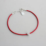 925 Silver Red Line Rope Charm Bracelet for Women