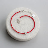 925 Silver Red Line Rope Charm Bracelet for Women