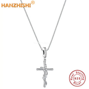 925 Silver Flower Butterfly Cross Pendant Necklace Anniversary Gift