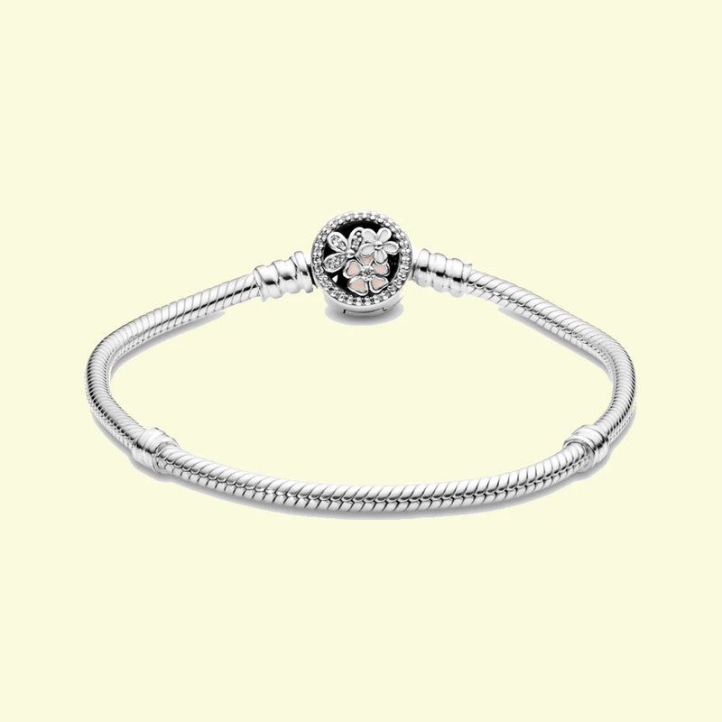 925 Silver Flower Clasp Bracelet for Charm Beads