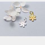925 Silver Flower Dangle Charms 13x10mm Pendants for Women Jewelry Making DIY
