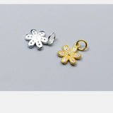 925 Silver Flower Dangle Charms 13x10mm Pendants for Women Jewelry Making DIY