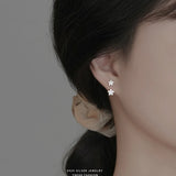 925 Silver Flower Earring Sleeper Hoop Huggies Women's Jewelry