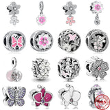 925 Silver Fairy Butterfly Daisy Pendant Charm Bead for Bracelet