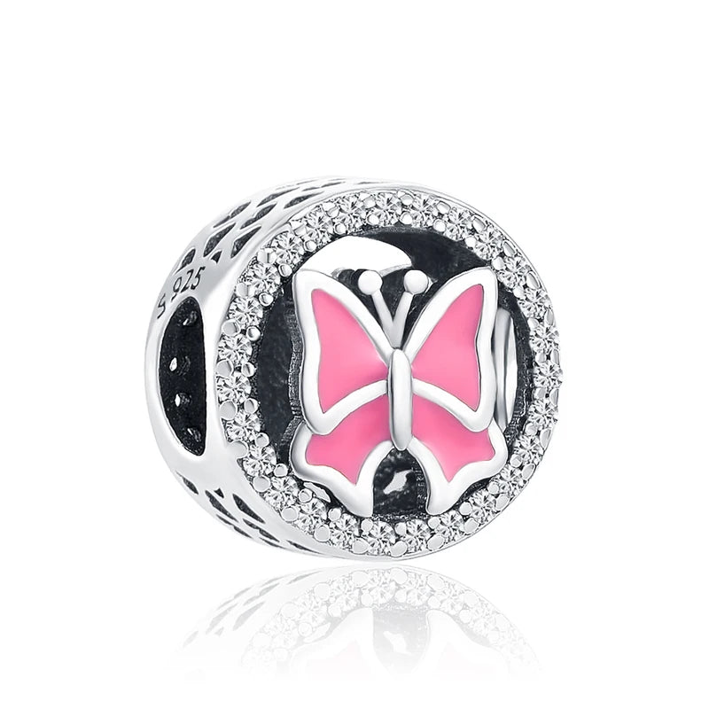 925 Silver Fairy Butterfly Daisy Pendant Charm Bead for Bracelet