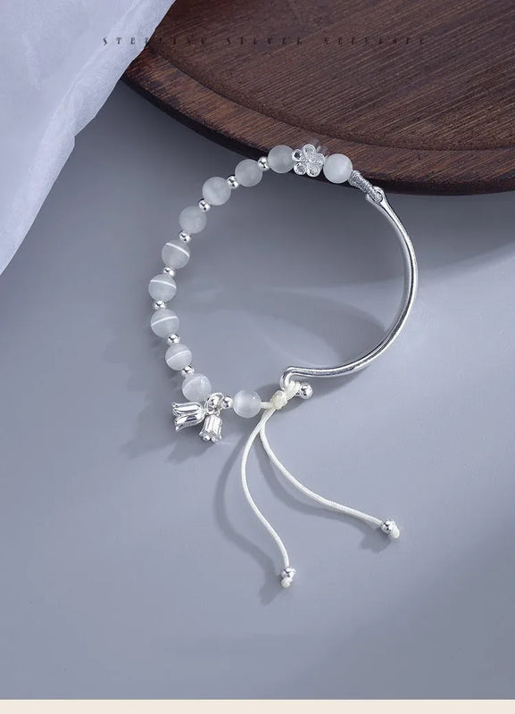 925 Silver Flower Bracelet for Women Vintage Versatile Jewelry
