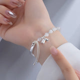 925 Silver Flower Bracelet for Women Vintage Versatile Jewelry