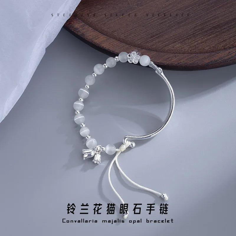 925 Silver Flower Bracelet Bangle Vintage Style Girl Gift