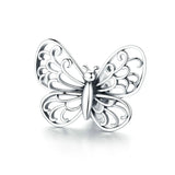 925 Silver Flower Heart Butterfly Charm Bead for Bracelet DIY Jewelry