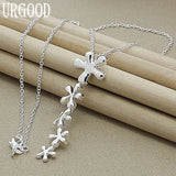 925 Silver Flower Pendant Necklace 16-30 Inch Chain