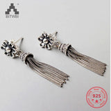 925 Silver Flower Tassel Earrings for Women Thai Silver Lady