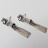 925 Silver Flower Tassel Earrings for Women Thai Silver Lady