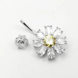925 Silver Flower Navel Belly Ring Barbell Piercing Jewelry