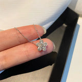 925 Silver Flower Necklace Flash Diamond Plum Chain