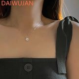 925 Silver Flower Necklace Flash Diamond Plum Chain