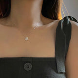 925 Silver Flower Necklace Flash Diamond Plum Chain