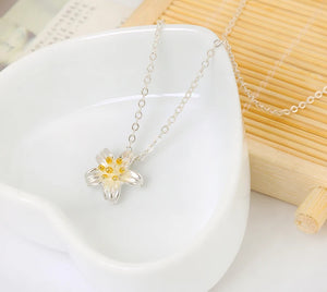 925 Sterling Silver Flower Necklaces & Pendants For Women Lady Gift