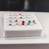 925 Silver Flower Nose Stud Stone Nose Piercing 20Pcs/Pack