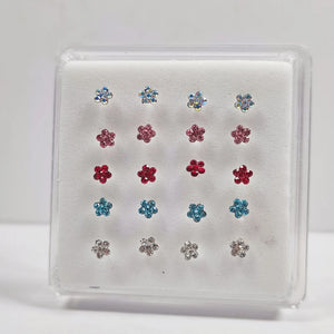 925 Silver Flower Nose Stud Stone Nose Piercing 20Pcs/Pack