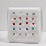 925 Silver Flower Nose Stud Stone Nose Piercing 20Pcs/Pack