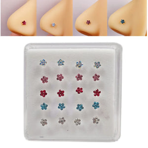 925 Silver Flower Nose Stud Stone Nose Piercing 20Pcs/Pack