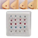 925 Silver Flower Nose Stud Stone Nose Piercing 20Pcs/Pack