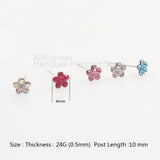 925 Silver Flower Nose Stud Stone Nose Piercing 20Pcs/Pack