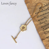 925 Silver Flower Clasp Bead Chain Lariat Bracelet