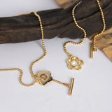 925 Silver Flower Clasp Bead Chain Lariat Bracelet