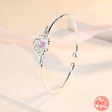 925 Silver Flower Cuff Bracelet Wedding Jewelry