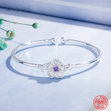 925 Silver Flower Cuff Bracelet Wedding Jewelry