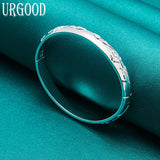 925 Silver Flower Rose Bangle Party Engagement Wedding Jewelry Gift