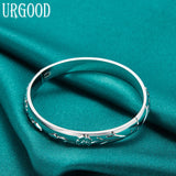925 Silver Flower Rose Bangle Party Engagement Wedding Jewelry Gift