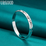 925 Silver Flower Rose Bangle Party Engagement Wedding Jewelry Gift