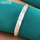 925 Silver Flower Rose Bangle Party Engagement Wedding Jewelry Gift