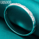 925 Silver Flower Rose Bangle Party Engagement Wedding Jewelry Gift