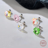 925 Silver Flower Stud Earrings Girls Party Jewelry